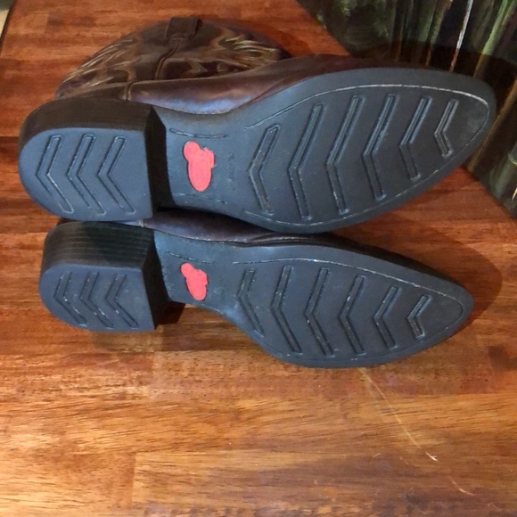 Justin Cowboy Boots Brown Tan Black Orange 12D - Picture 5 of 9